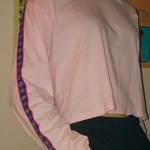 Large Pink Dreamer Forever 21 Long Sleeve Crop Top